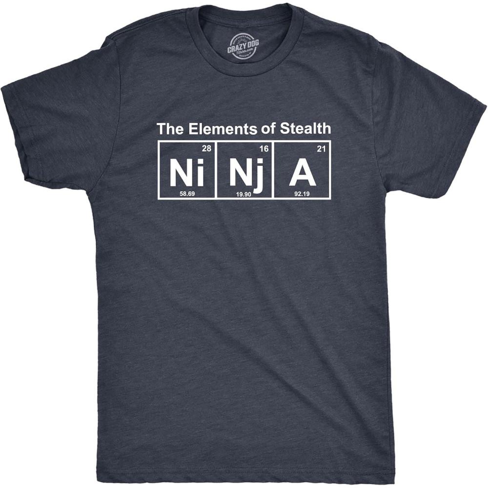 imageMens Ninja Element of Stealth T Shirt Funny Adult Humor Graphic Nerdy TeesHeather Navy
