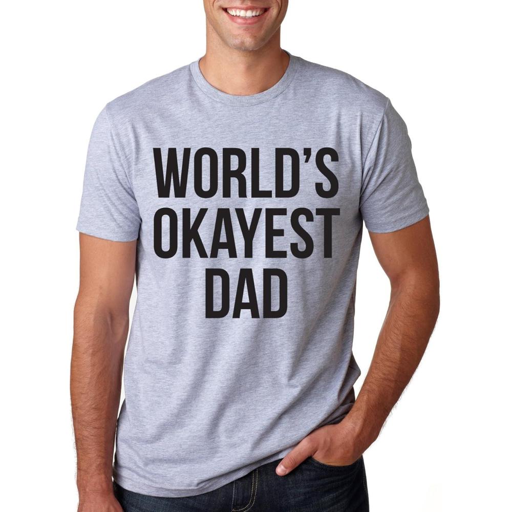 imageMens Okayest Dad T Shirt Funny Sarcastic Novelty Gift for Husband Fathers DayDark Heather Grey