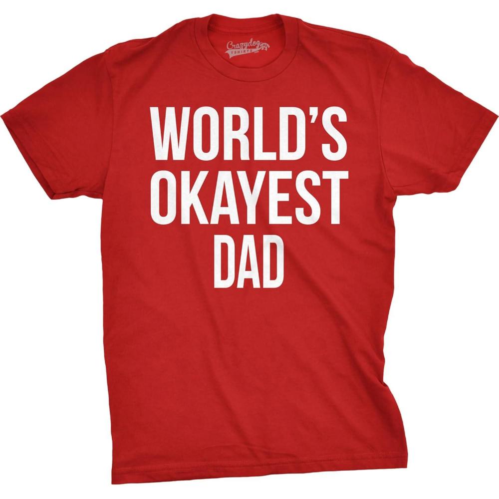 imageMens Okayest Dad T Shirt Funny Sarcastic Novelty Gift for Husband Fathers DayRed
