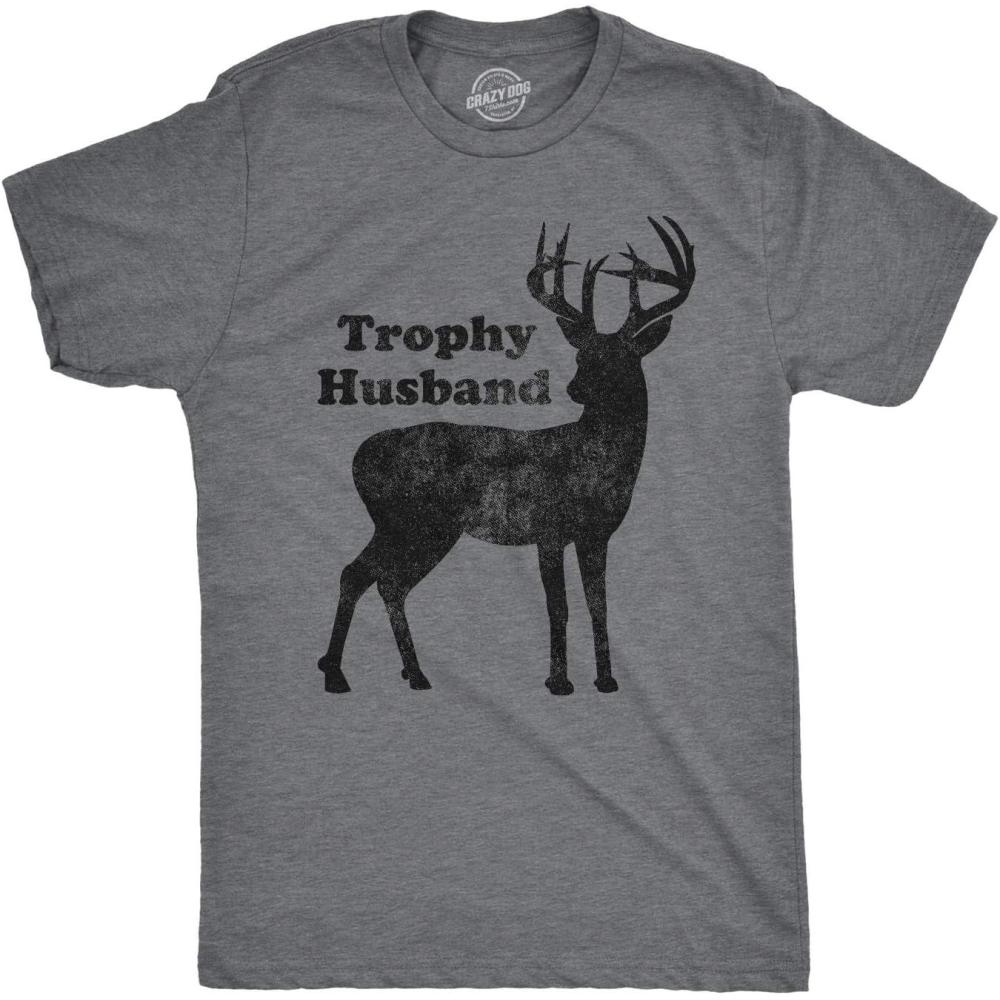 imageMens Trophy Husband T Shirt Funny Hunting Buck Deer Fathers Day TeeDark Heather Grey