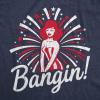 Mens Bangin T Shirt Funny 4th of July Independance Day Fireworks Patriotic Graphic Tee(Heather Navy)