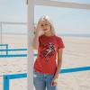 Womens Just Here to Bang T Shirt Funny Firework pin up Model USA Graphic Tee(Heather Red – Here to Bang)