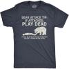 Crazy Dog Mens T Shirt Bear Attack Tip Funny Camping T Shirt Sarcastic Sarcastic Hiking Tee(Heather Navy – Bear Attack Tip)