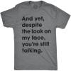 Crazy Dog Mens T Shirts Funny Sarcastic Humor Adult Joke Tees for Guys(Dark Heather Grey – Still Talking)