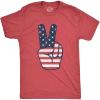 Crazy Dog T-Shirts Mens Peace Sign American Flag T Shirt 4th of July USA Patriotic Party Graphic Tee(Heather Red)