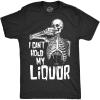Funny Skeleton T Shirts Hilarious Mens Halloween Tees with Vampires and Bones for Guys(Heather Black – Hold Liquor)