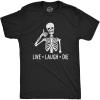 Funny Skeleton T Shirts Hilarious Mens Halloween Tees with Vampires and Bones for Guys(Heather Black – Live Laugh Die)