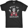 Funny Skeleton T Shirts Hilarious Mens Halloween Tees with Vampires and Bones for Guys(Heather Black – What Up Suckas)