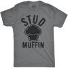 Mens Stud Muffin T Shirt Funny Graphic Tee for Guys Novelty Dad Joke Top(Dark Heather Grey)