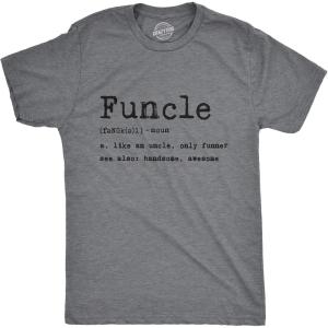 Crazy Dog Mens Funcle Definition T Shirt Funny Uncle Shirt Graphic Tee(Dark Heather Grey)