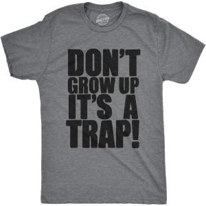 Crazy Dog Mens T Shirts Funny Sarcastic Humor Adult Joke Tees for Guys(Dark Heather Grey – Its a Trap)