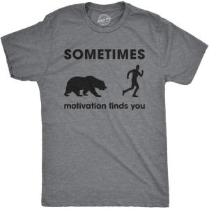 Crazy Dog Mens T Shirts Funny Sarcastic Humor Adult Joke Tees for Guys(Dark Heather Grey – Motivation Bear)