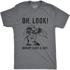 Crazy Dog Mens T Shirts Funny Sarcastic Humor Adult Joke Tees for Guys(Dark Heather Grey – Nobody Gives)