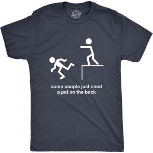 Crazy Dog Mens T Shirts Funny Sarcastic Humor Adult Joke Tees for Guys(Heather Navy – Back Pat)