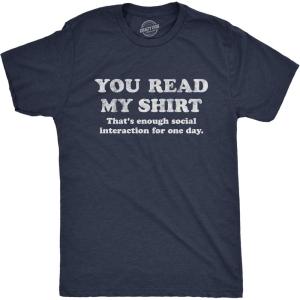 Crazy Dog Mens T Shirts Funny Sarcastic Humor Adult Joke Tees for Guys(Heather Navy – Read Shirt)