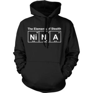 Crazy Dog T-Shirts Ninja Element Sweater Funny Science Warrior Novelty Mens Graphic Nerdy Hoodie(Heather Black)