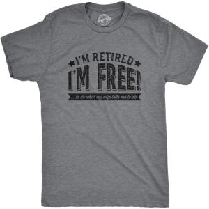 Funny Retirement T Shirts for Men – Sarcastic Tees for Retirement Party, Seniors, and Retired Guys(Dark Heather Grey – Free Wife)