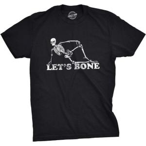 Funny Skeleton T Shirts Hilarious Mens Halloween Tees with Vampires and Bones for Guys(Heather Black – Let’s Bone)