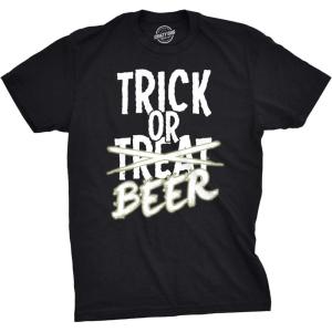 Funny Skeleton T Shirts Hilarious Mens Halloween Tees with Vampires and Bones for Guys(Heather Black – Trick Or Beer Glow Ink)