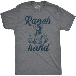 Funny T Shirts for Men Food Joke Tees for Guys with Funny Sayings Sarcastic Graphic T Shirts(Dark Heather Grey – Ranch Hand)