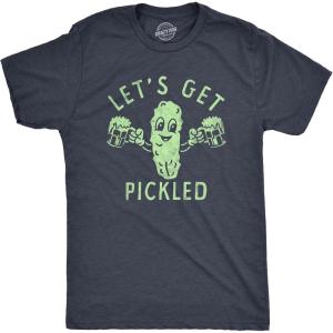 Funny T Shirts for Men Food Joke Tees for Guys with Funny Sayings Sarcastic Graphic T Shirts(Heather Navy – Pickled)