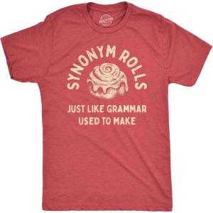 Funny T Shirts for Men Food Joke Tees for Guys with Funny Sayings Sarcastic Graphic T Shirts(Heather Red – Synonym Rolls)