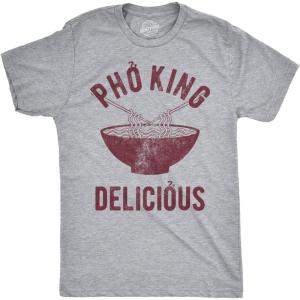 Funny T Shirts for Men Food Joke Tees for Guys with Funny Sayings Sarcastic Graphic T Shirts(Light Heather Grey – Pho King)