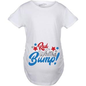 Maternity Red White and Bump Funny T Shirts Announce Pregnancy Cute T Shirt(White)