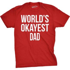 Mens Okayest Dad T Shirt Funny Sarcastic Novelty Gift for Husband Fathers Day(Red)