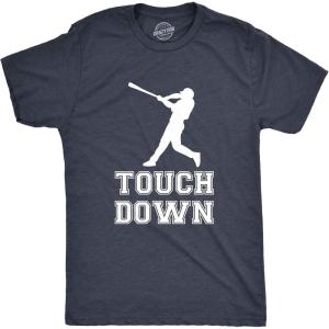 Mens Touch Down Funny Mocking Sarcastic Baseball Player Sports Tee(Heather Navy)