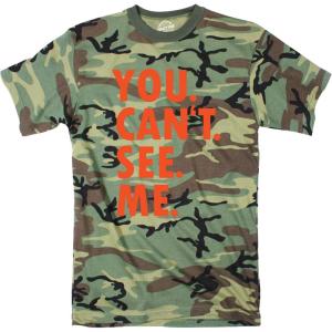 Mens You Cant See Me T Shirt Funny Hunting Camouflage Sarcastic Adult Humor Tee(Camo – Orange Ink)