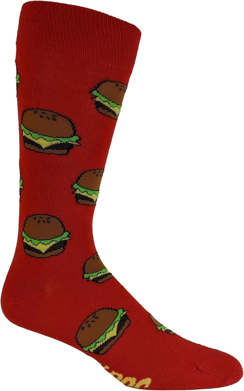imageCrazy Dog TShirts Funny Novelty Socks for Men Cool Designs for Guys with Fun HumorBurger and Fries