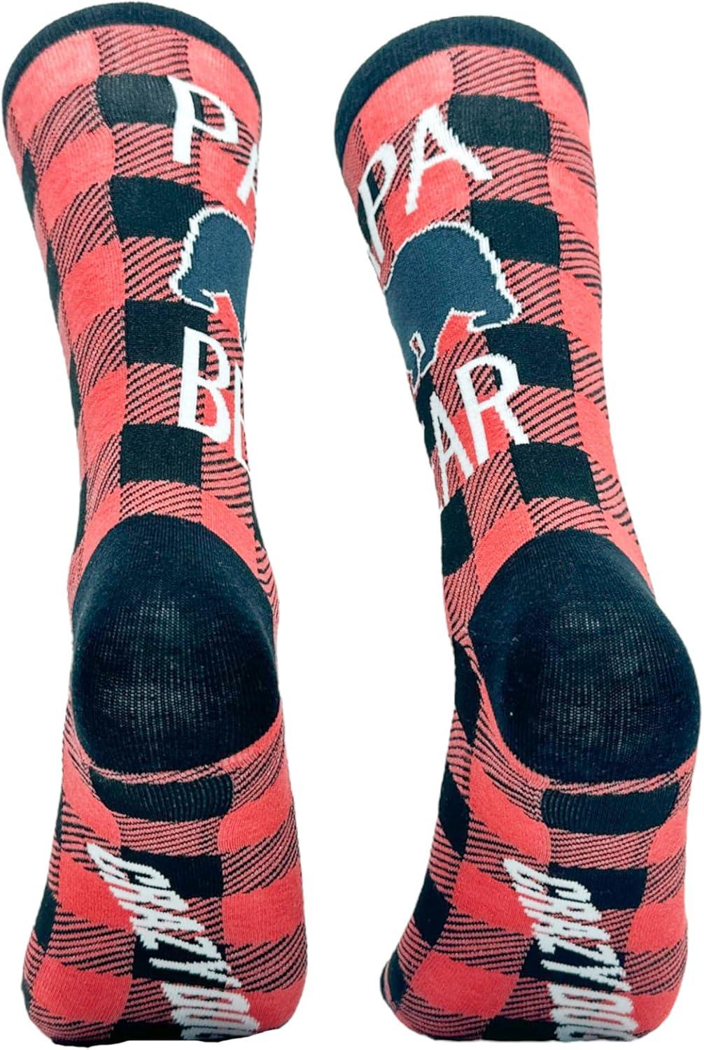 imageCrazy Dog TShirts Mens Funny Dad Socks Fathers Day Graphic Novelty FootwearPapa Bear Plaid