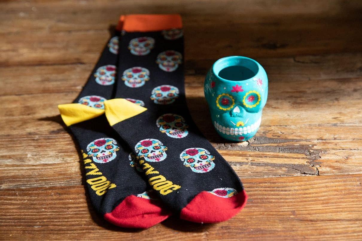 imageCrazy Dog TShirts Mens Sugar Skull Socks Funny Day of The Day Mexico Graphic Novelty Footwear