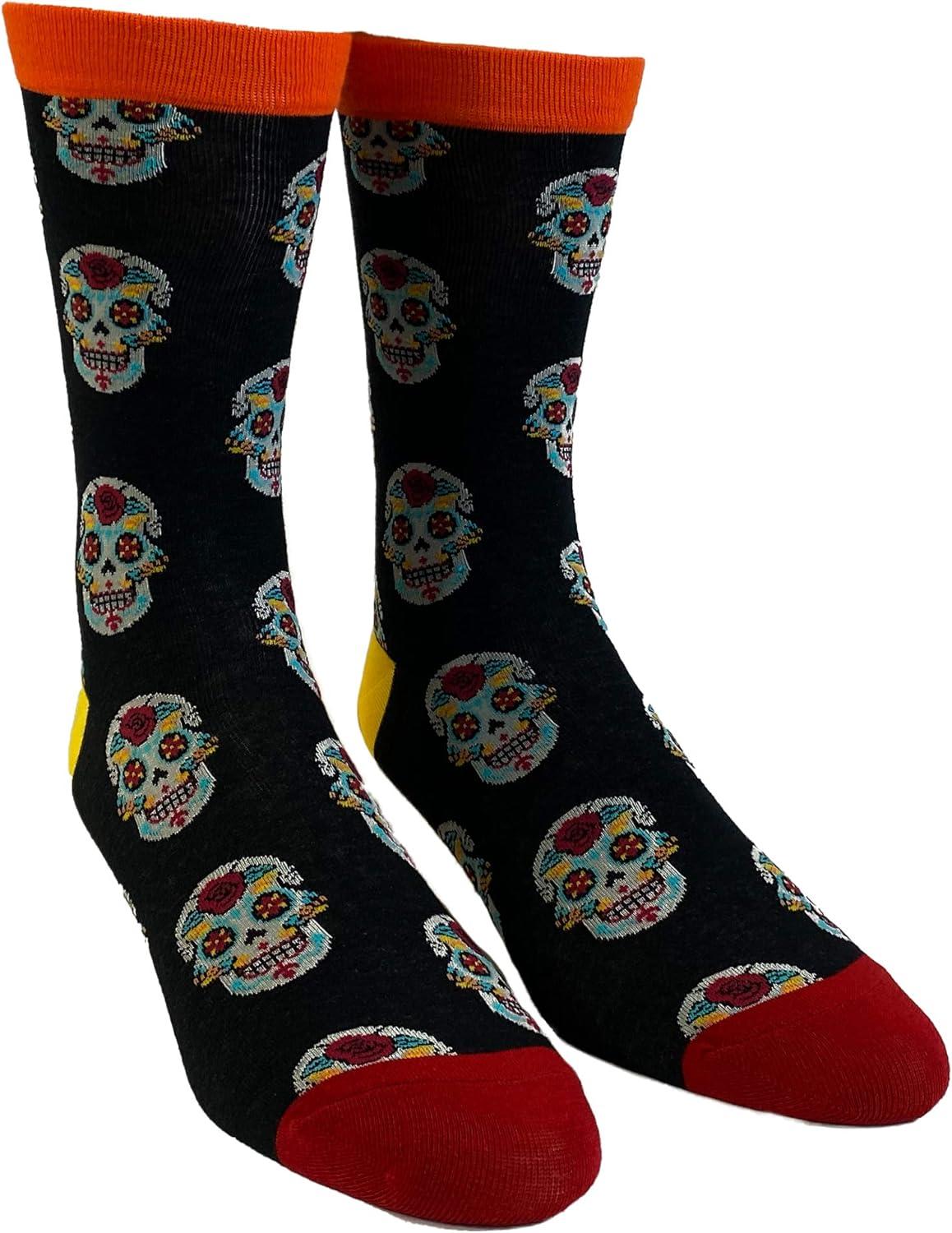 imageCrazy Dog TShirts Mens Sugar Skull Socks Funny Day of The Day Mexico Graphic Novelty Footwear