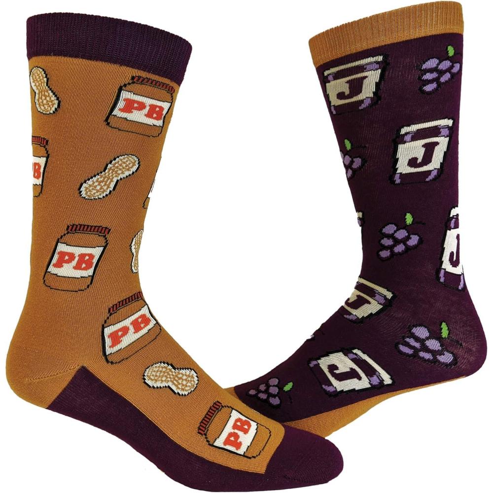 imageCrazy Dog TShirts Mens Peanut Butter and Jelly Socks Funny Lunch Jam Sandwich Graphic Novelty Vintage Footwear