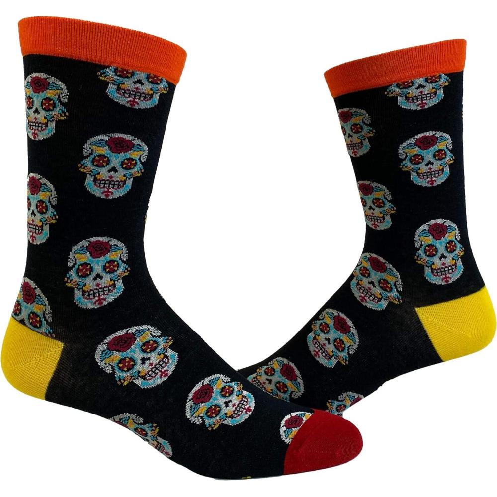 imageCrazy Dog TShirts Mens Sugar Skull Socks Funny Day of The Day Mexico Graphic Novelty Footwear