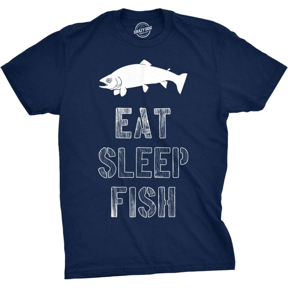 imageMens Eat Sleep Fish T Shirt Funny Sarcastic Novelty Fishing Lover Gift for DadNavy