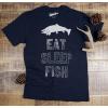 Mens Eat Sleep Fish T Shirt Funny Sarcastic Novelty Fishing Lover Gift for Dad(Navy)