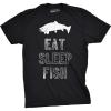 Mens Eat Sleep Fish T Shirt Funny Sarcastic Novelty Fishing Lover Gift for Dad(Black)