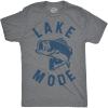 Mens Lake Mode T Shirt Funny Summer Vacation Fishing Tee for Guys(Dark Heather Grey)