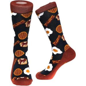 Crazy Dog T-Shirts Funny Novelty Socks for Men – Cool Designs for Guys with Fun Humor(Bacon and Eggs)