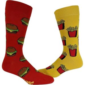 Crazy Dog T-Shirts Funny Novelty Socks for Men – Cool Designs for Guys with Fun Humor(Burger and Fries)