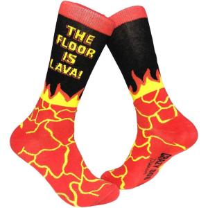 Crazy Dog T-Shirts Funny Novelty Socks for Men – Cool Designs for Guys with Fun Humor(Floor is Lava)