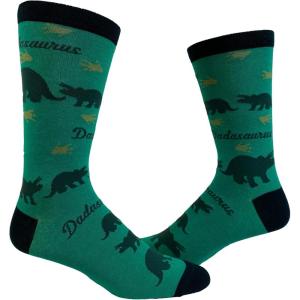 Crazy Dog T-Shirts Men’s Funny Dad Socks Fathers Day Graphic Novelty Footwear(Dadasaurus – Green)