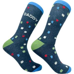 Crazy Dog T-Shirts Men’s Funny Dad Socks Fathers Day Graphic Novelty Footwear(Daddy Polka Dots)