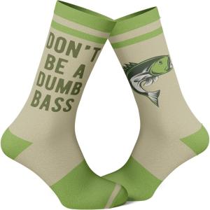 Crazy Dog T-Shirts Men’s Funny Dad Socks Fathers Day Graphic Novelty Footwear(Dumb Bass)