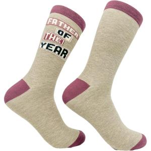 Crazy Dog T-Shirts Men’s Funny Dad Socks Fathers Day Graphic Novelty Footwear(Father of the Year)
