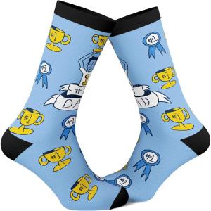 Crazy Dog T-Shirts Men’s Funny Dad Socks Fathers Day Graphic Novelty Footwear(Number One Dad)