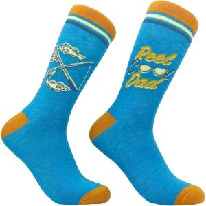 Crazy Dog T-Shirts Men’s Funny Dad Socks Fathers Day Graphic Novelty Footwear(Reel Cool Dad – Blue)